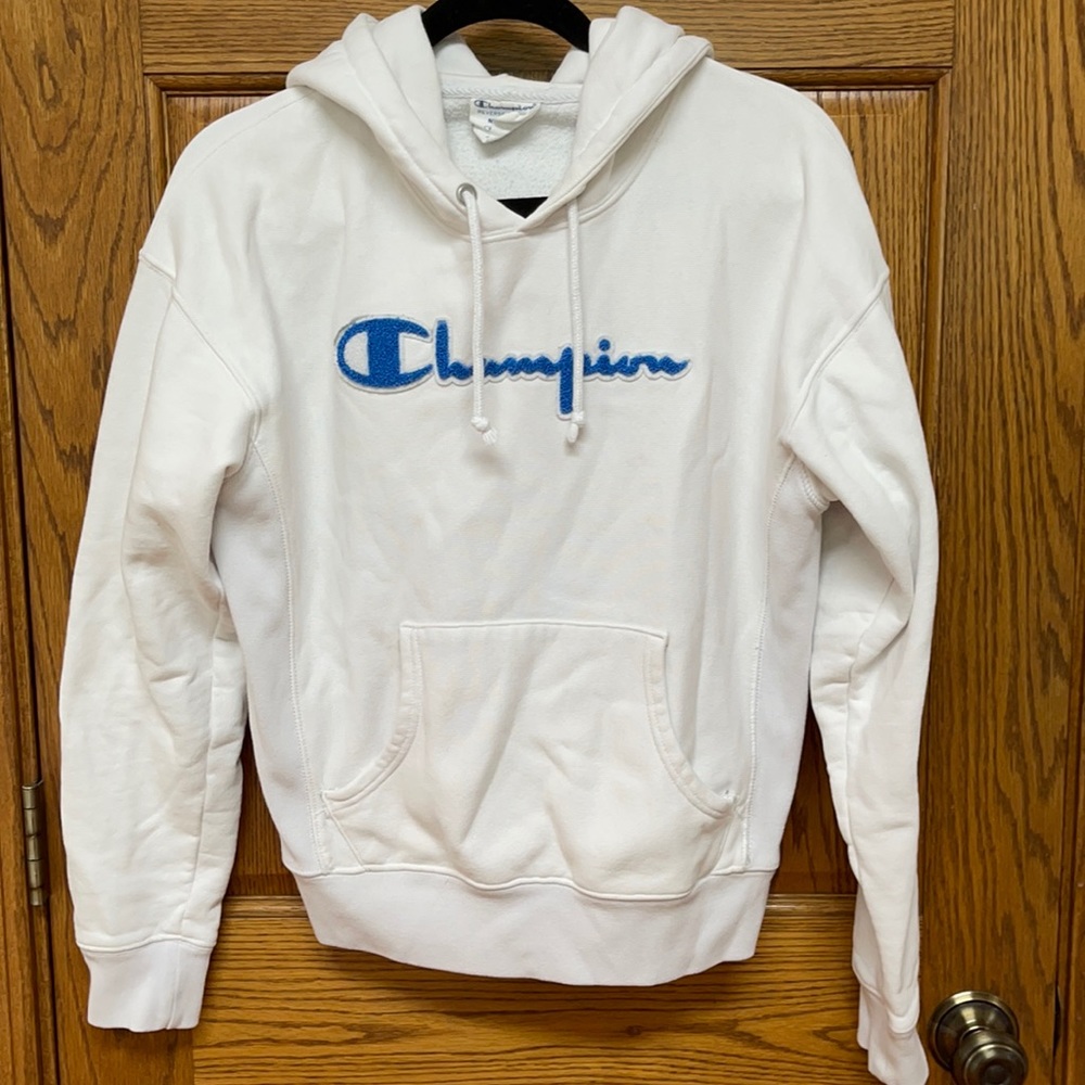 Champion Reverse Weave Chenille Logo Hoodie Sweatshirt- Size Small